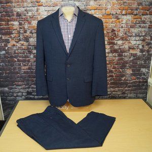 JOS A BANK Navy Wool Blend Slim Fit Travel Suit 44R 44 Flat Front Pants 38 x 28